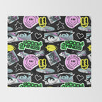 Retro holographic Y2K sticker pattern Throw Blanket Gallery Image 2