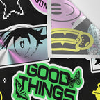 Retro holographic Y2K sticker pattern Wall Tapestry Gallery Image 3