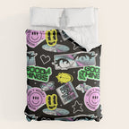 Retro holographic Y2K sticker pattern Comforter Gallery Image 6