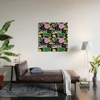 Retro holographic Y2K sticker pattern Wood Wall Art Gallery Image 2