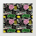 Retro holographic Y2K sticker pattern Wood Wall Art Gallery Image 1