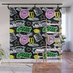Retro holographic Y2K sticker pattern Wall Mural Gallery Image 1