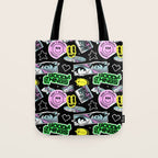 Retro holographic Y2K sticker pattern Tote Bag Gallery Image 1