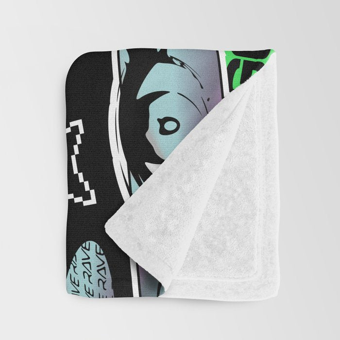 Retro holographic Y2K sticker pattern Throw Blanket Gallery Image 3