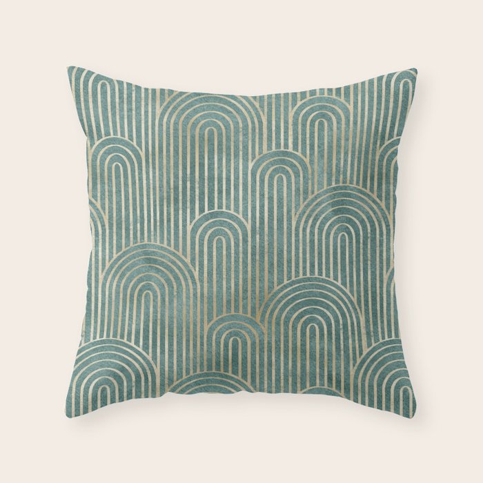 Art Deco Striped Arches Throw Pillow Gallery Image 1