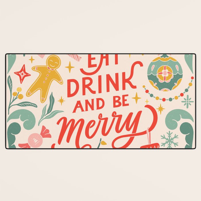 Retro Christmas, Eat, Drink And Be Merry Desk Mat Gallery Image 3