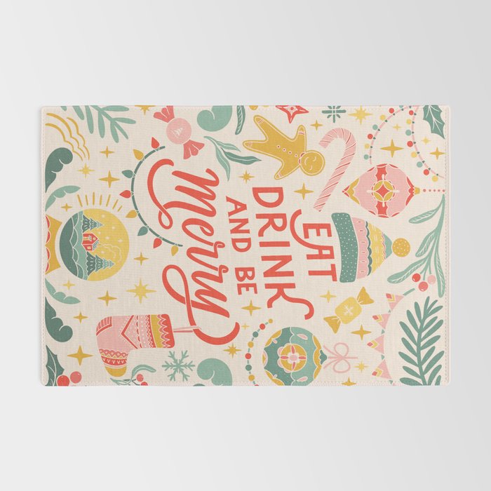 Retro Christmas, Eat, Drink And Be Merry Rug Gallery Image 2