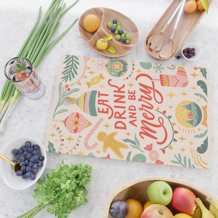 Retro Christmas, Eat, Drink And Be Merry Cutting Board Gallery Image 2