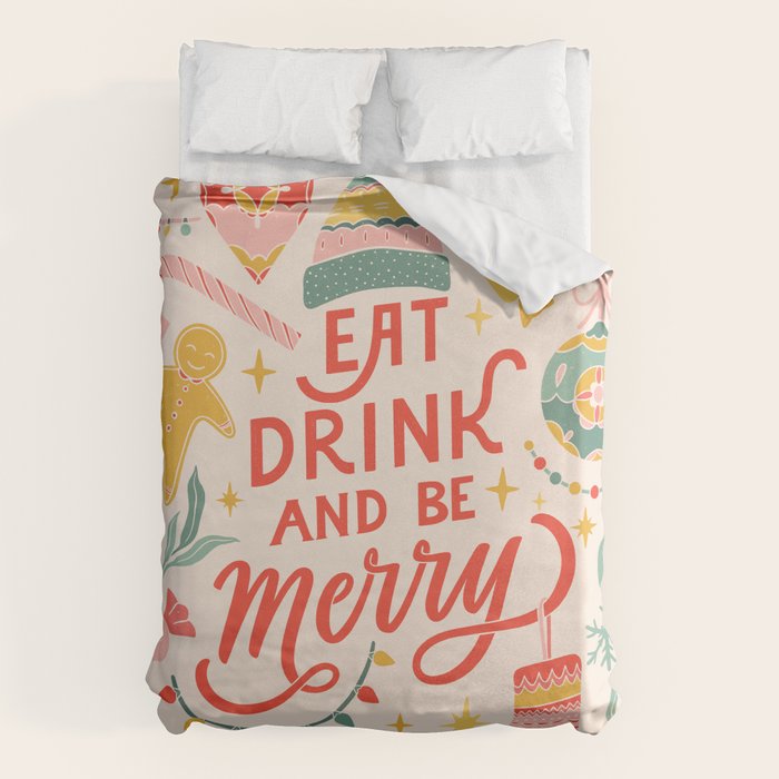 Retro Christmas, Eat, Drink And Be Merry Duvet Cover Gallery Image 6