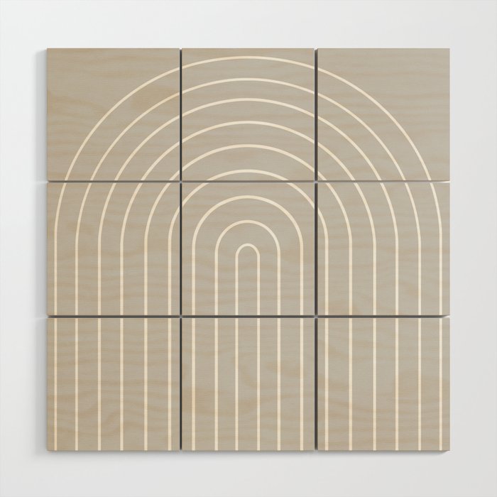 Minimal Arch XLVI Light Grey Modern Geometric Lines Wood Wall Art Gallery Image 1