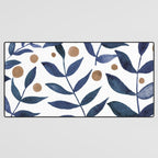Watercolor berries and branches - indigo and beige Desk Mat Gallery Image 3