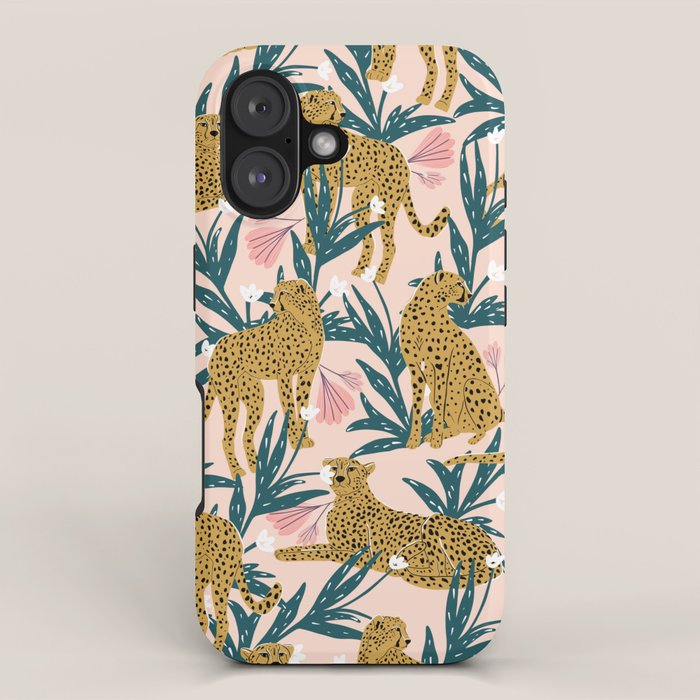 Cheetah jungle print on blush pink  iPhone Case Gallery Image 1