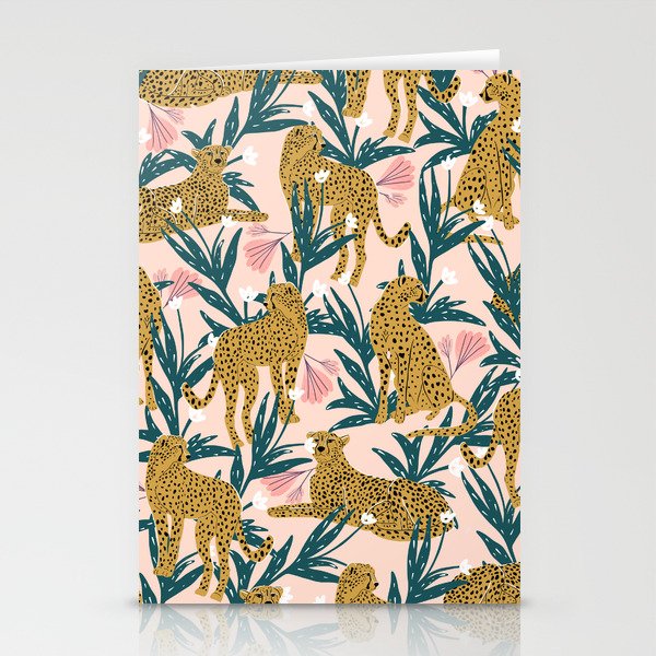 Cheetah jungle print on blush pink  Stationery Card Gallery Image 2