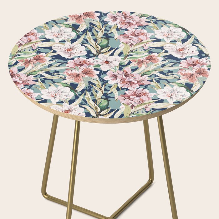 Birds in lush night garden flowers Side Table Gallery Image 2