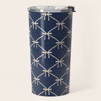 Bows & Ribbons Pattern XLII Dark Navy Blue Travel Mug Gallery Image 2