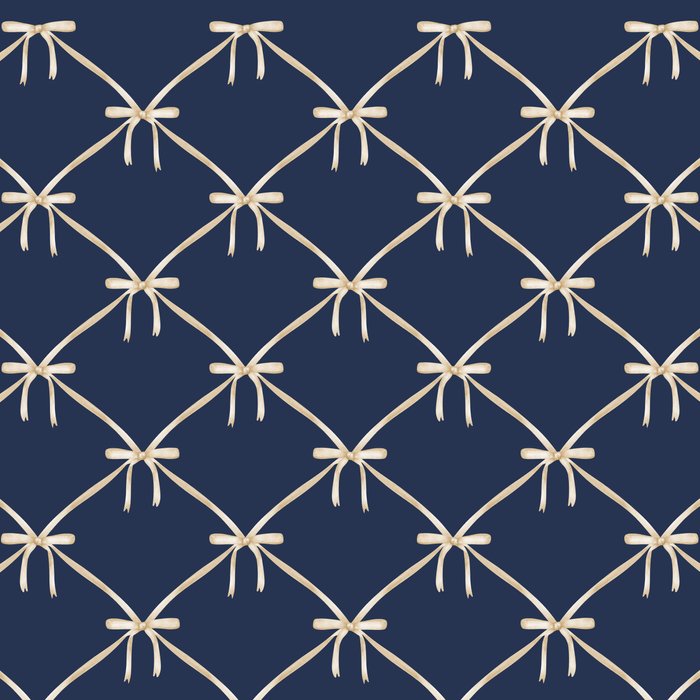 Bows & Ribbons Pattern XLII Dark Navy Blue Coffee Mug Gallery Image 2
