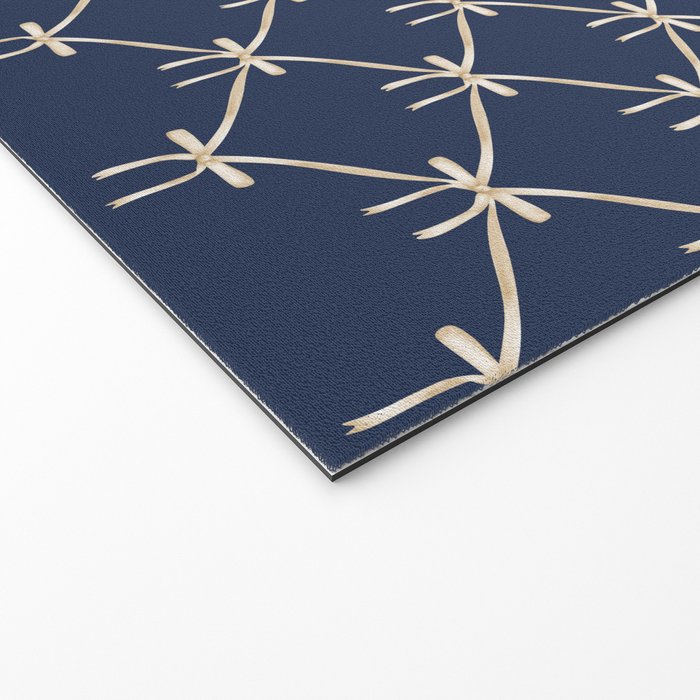 Bows & Ribbons Pattern XLII Dark Navy Blue Welcome Mat Gallery Image 2