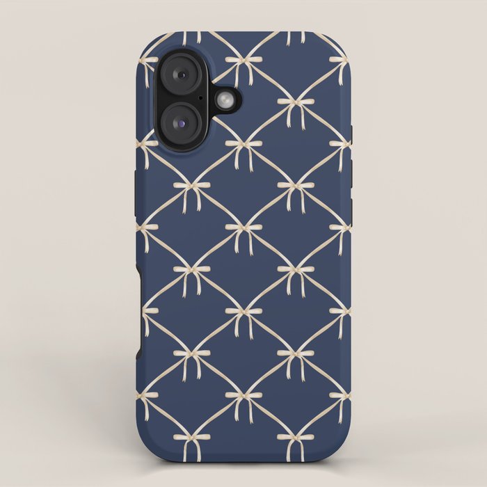 Bows & Ribbons Pattern XLII Dark Navy Blue iPhone Case Gallery Image 1