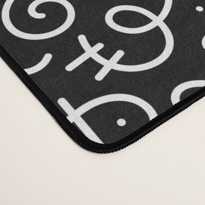 Abstract black and white line doodle pattern Desk Mat Gallery Image 4