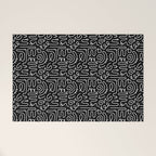 Abstract black and white line doodle pattern Welcome Mat Gallery Image 1