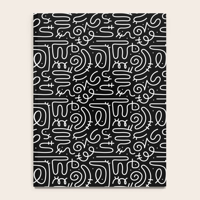 Abstract black and white line doodle pattern Notebook Gallery Image 4