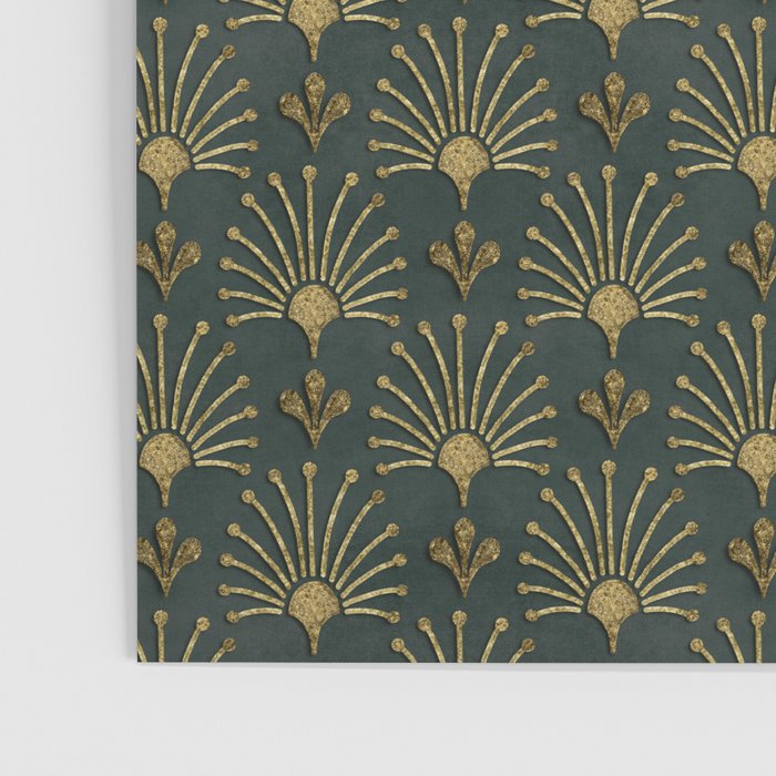 Retro Art Deco Pattern Gold On Green Velvet Poster Gallery Image 3