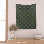 Retro Art Deco Pattern Gold On Green Velvet Wall Tapestry Gallery Image 2