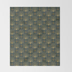 Retro Art Deco Pattern Gold On Green Velvet Throw Blanket Gallery Image 2