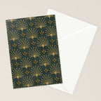 Retro Art Deco Pattern Gold On Green Velvet Stationery Card Gallery Image 2