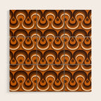 Brown, Orange and Ivory Wavy Lines Retro Pattern Wood Wall Art Gallery Image 1