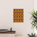 Brown, Orange and Ivory Wavy Lines Retro Pattern Poster Gallery Image 2