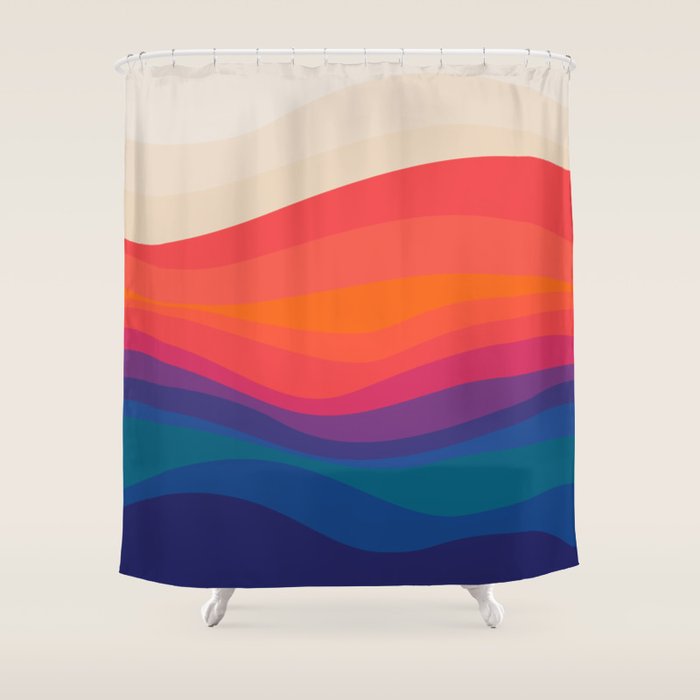 Sacred Geometric Waves: Retro 80s Edition Shower Curtain Gallery Image 1