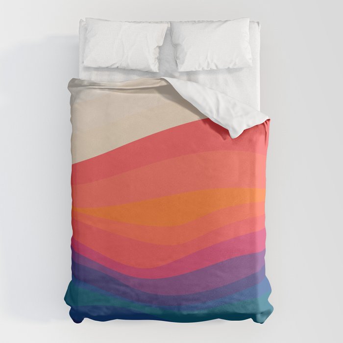 Sacred Geometric Waves: Retro 80s Edition Duvet Cover Gallery Image 6