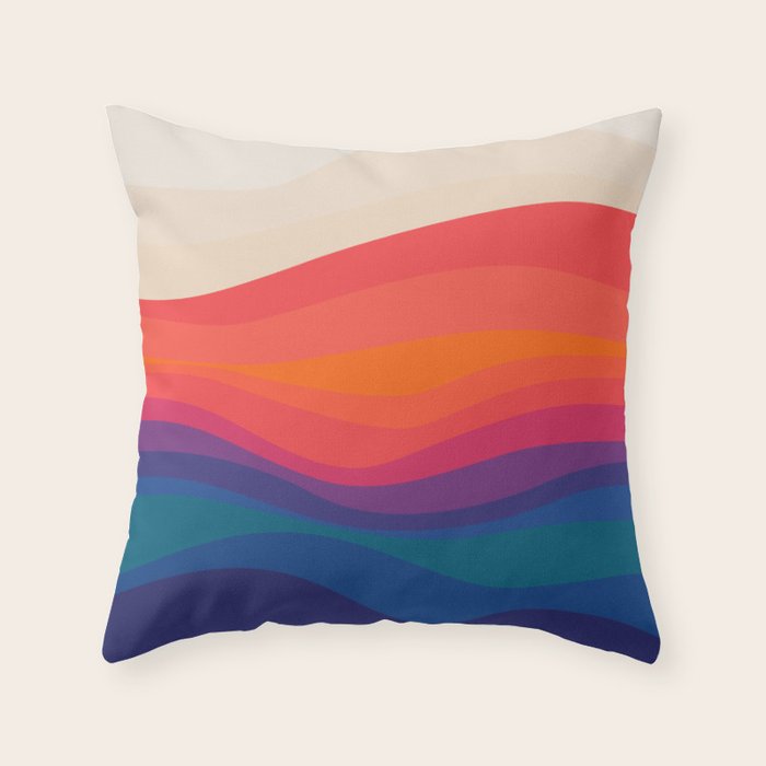 Sacred Geometric Waves: Retro 80s Edition Throw Pillow Gallery Image 6