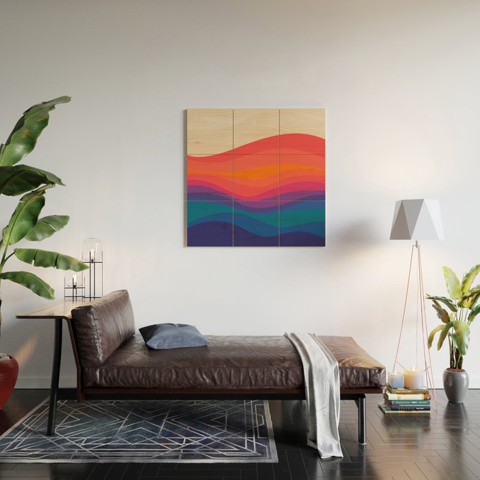 Sacred Geometric Waves: Retro 80s Edition Wood Wall Art Gallery Image 2