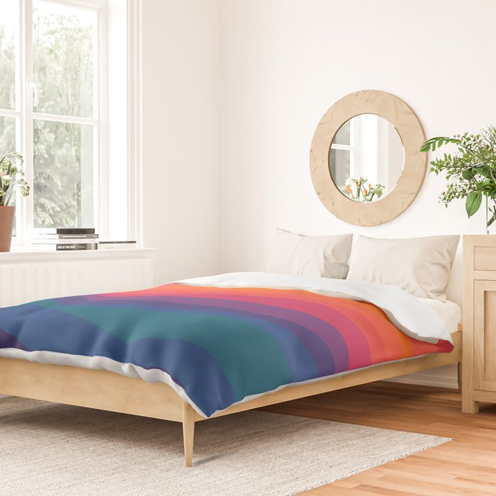 Sacred Geometric Waves: Retro 80s Edition Duvet Cover Gallery Image 2