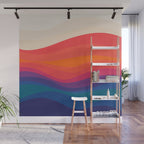 Sacred Geometric Waves: Retro 80s Edition Wall Mural Gallery Image 1