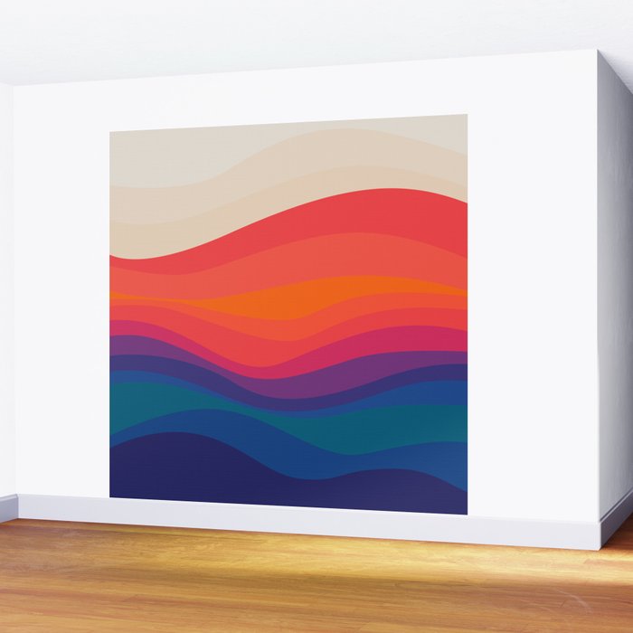 Sacred Geometric Waves: Retro 80s Edition Wall Mural Gallery Image 2