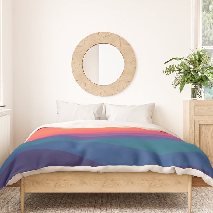Sacred Geometric Waves: Retro 80s Edition Duvet Cover Gallery Image 3