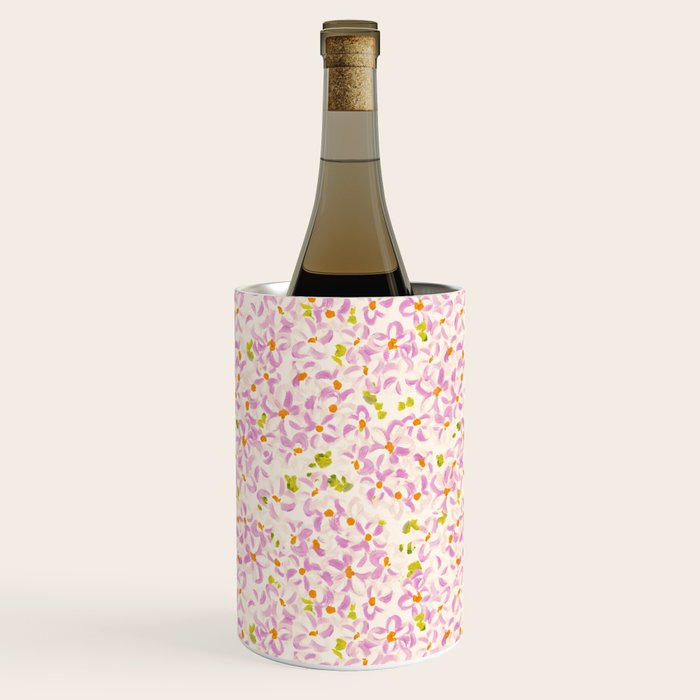 Pink brush stroke flowers Wine Chiller Gallery Image 1