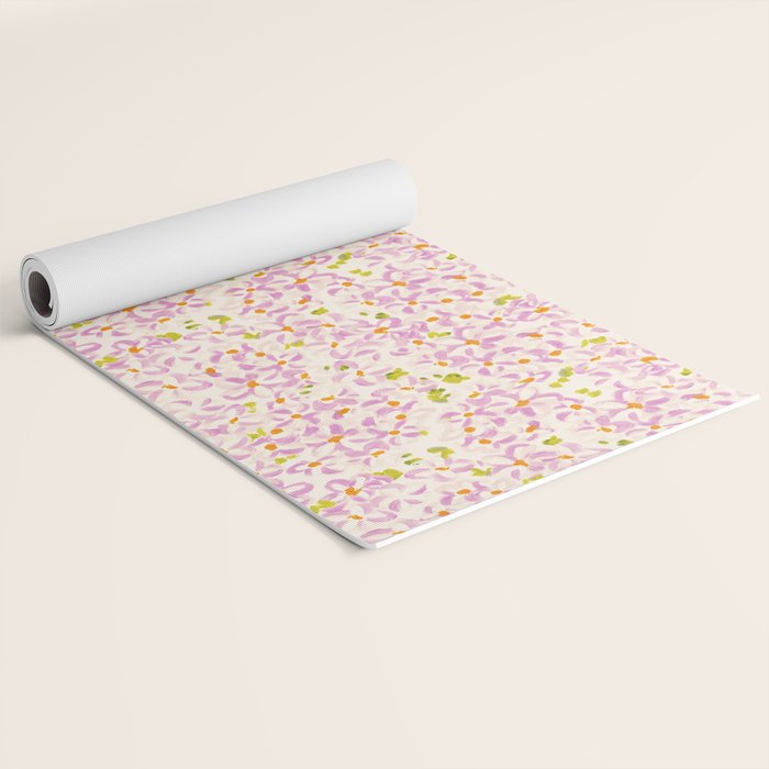Pink brush stroke flowers Yoga Mat Gallery Image 2