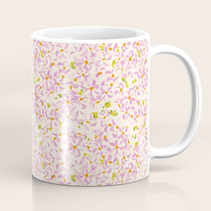 Pink brush stroke flowers Coffee Mug Gallery Image 1