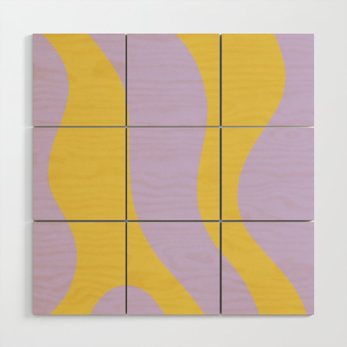 Wavy Land - Lime & Lilac Wood Wall Art Gallery Image 1