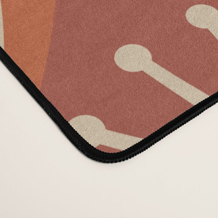 Mid Century Modern Atomic Drops Retro Pattern in Midcentury Burnt Orange and Beige Desk Mat Gallery Image 4