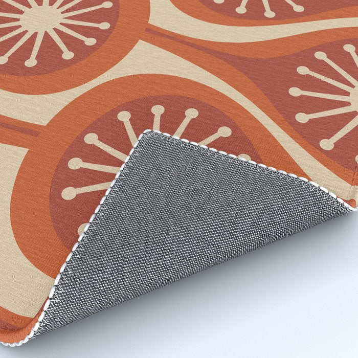 Mid Century Modern Atomic Drops Retro Pattern in Midcentury Burnt Orange and Beige Rug Gallery Image 4