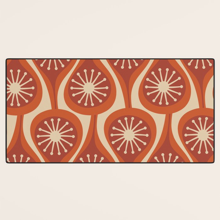 Mid Century Modern Atomic Drops Retro Pattern in Midcentury Burnt Orange and Beige Desk Mat Gallery Image 3