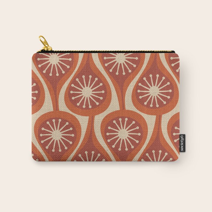 Mid Century Modern Atomic Drops Retro Pattern in Midcentury Burnt Orange and Beige Carry All Pouch Gallery Image 1