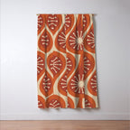 Mid Century Modern Atomic Drops Retro Pattern in Midcentury Burnt Orange and Beige Window Curtain Gallery Image 3