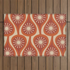 Mid Century Modern Atomic Drops Retro Pattern in Midcentury Burnt Orange and Beige Outdoor Rug Gallery Image 1
