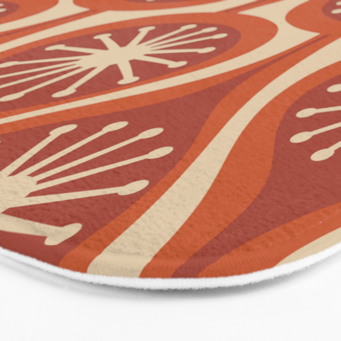 Mid Century Modern Atomic Drops Retro Pattern in Midcentury Burnt Orange and Beige Bath Mat Gallery Image 3